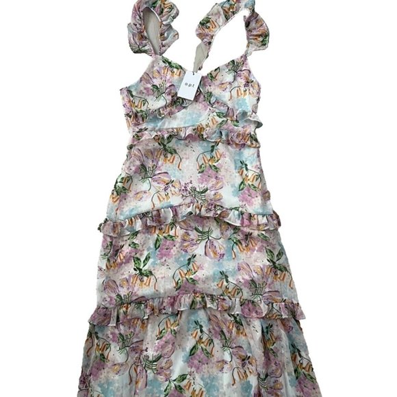 O.P.T One Pretty Time Ruffled Ingrid Dress Floral ( M ) - Picture 2 of 3